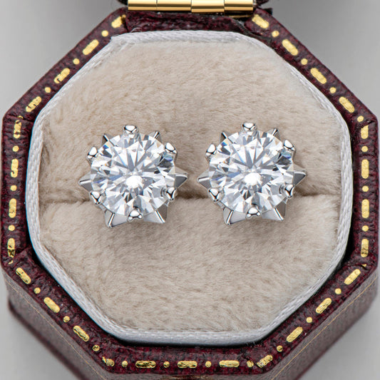 925 Sterling Silver Snowflake Round Cut Cubic Zirconia Stud Earrings