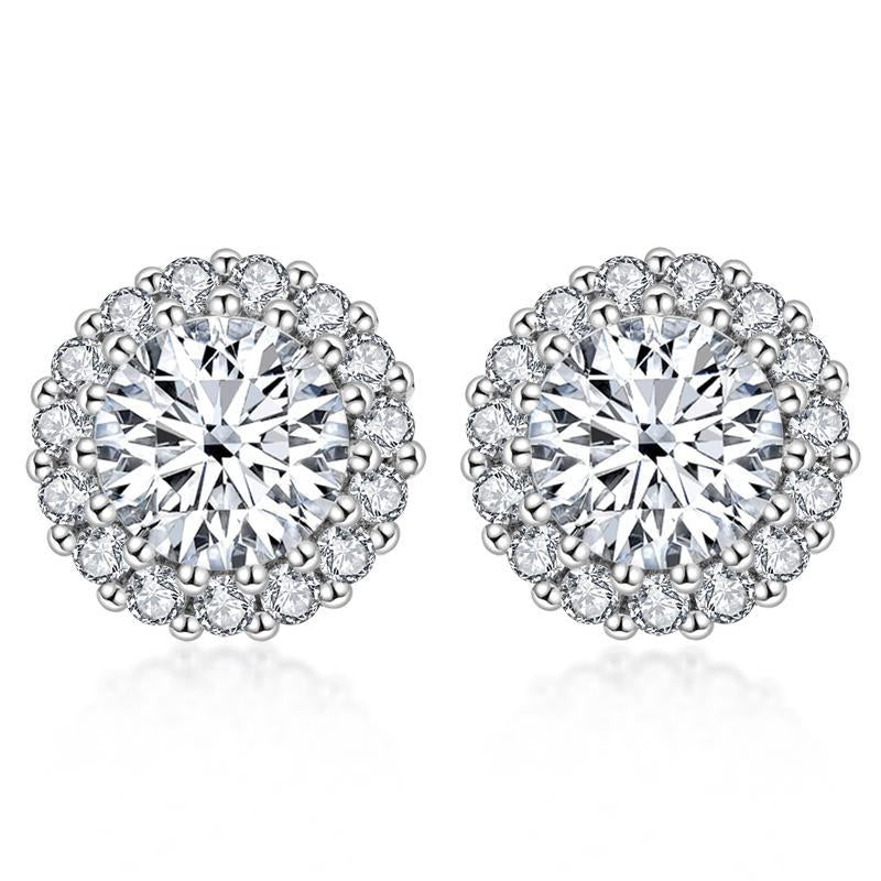 925 Sterling Silver Round Cubic Zirconia Stud Earrings