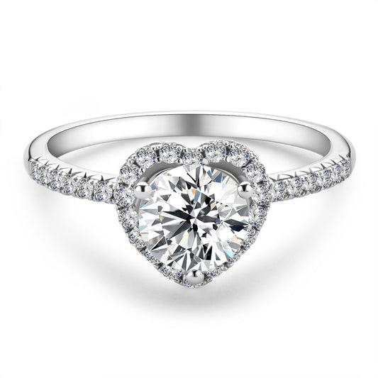 925 Sterling Silver Halo Round Cut CZ Semi Pave Ring