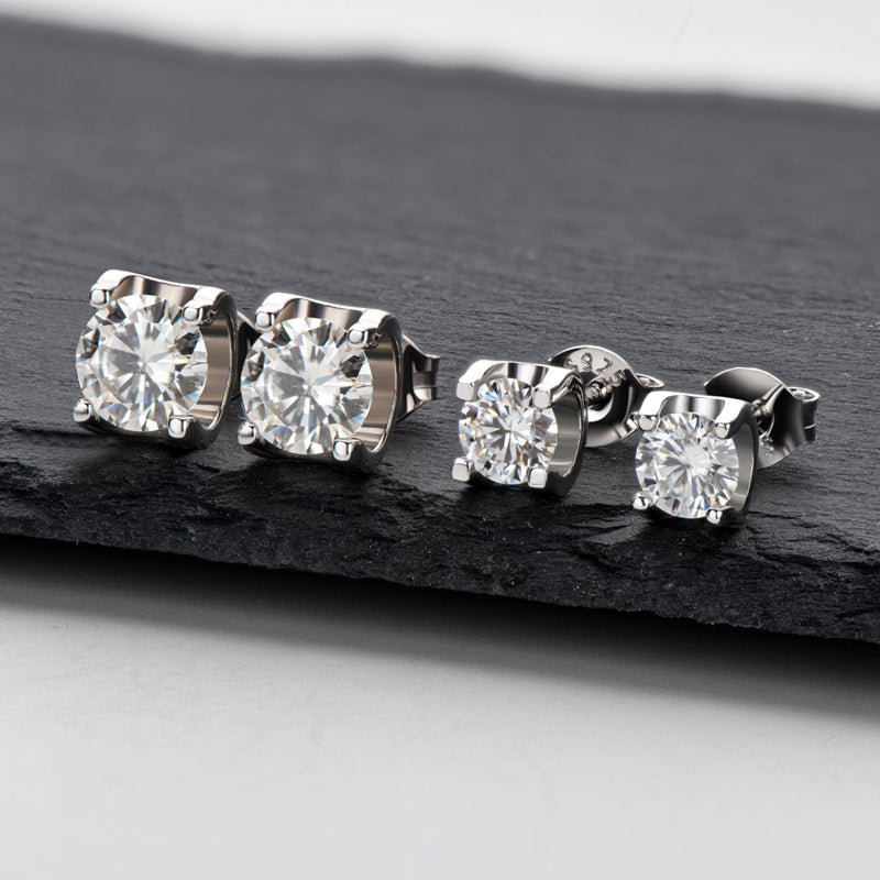 925 Sterling Silver Round Cut Cubic Zirconia Stud Earrings