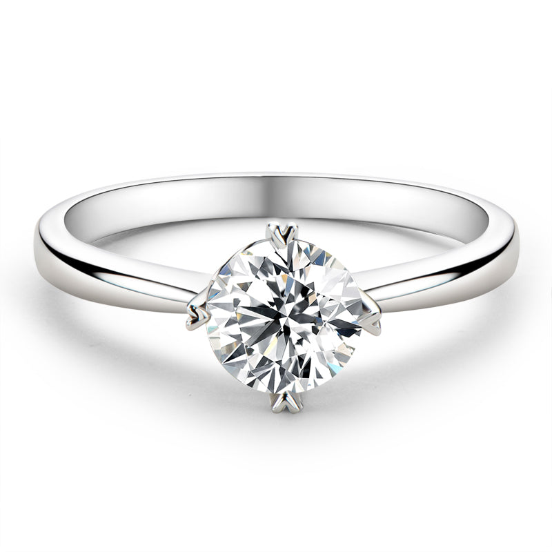 925 Sterling Silver  Classic Round Cut CZ Four Prong Solitaire Ring