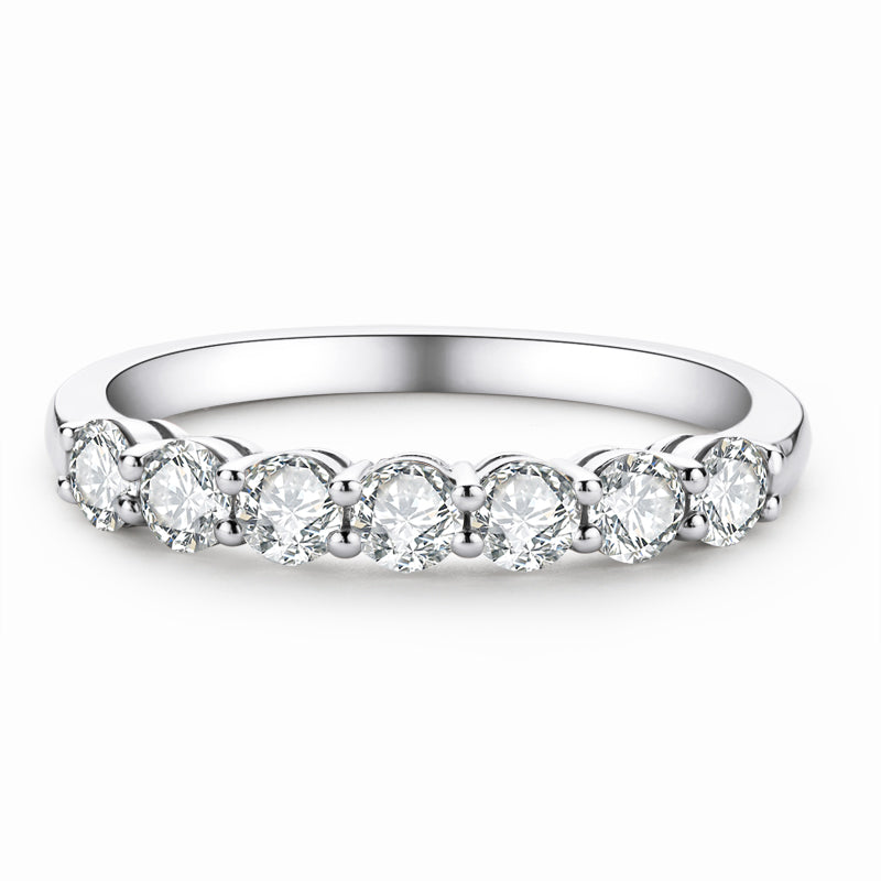 925 Sterling Silver Round Cut CZ Half Eternity Band