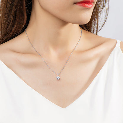 925 Sterling Silver Heart Shaped CZ Pendant Necklace