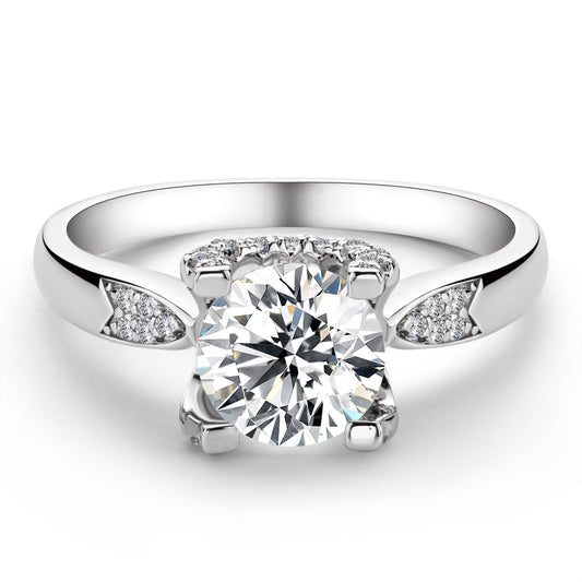 925 Sterling Silver Classic Round Cut CZ Multi Stone Setting Ring