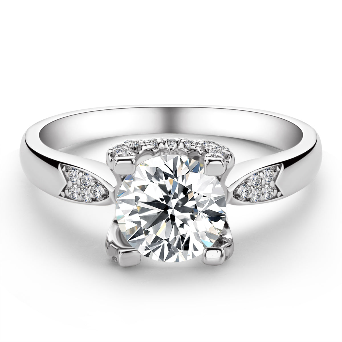 925 Sterling Silver Classic Round Cut Multi Stone CZ  Ring