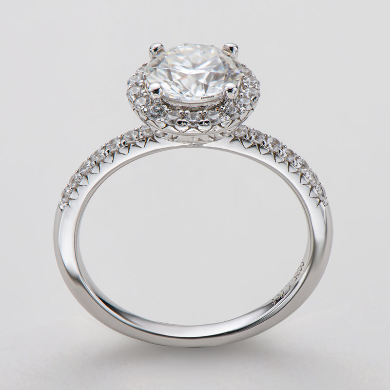 925 Sterling Silver  Round Cut CZ Halo Ring