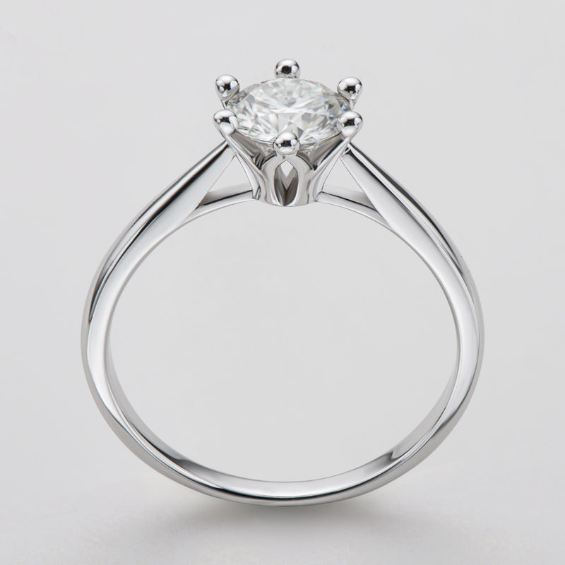 925 Sterling Silver  Classic Round Cut CZ Diamond Crown Solitaire Rings