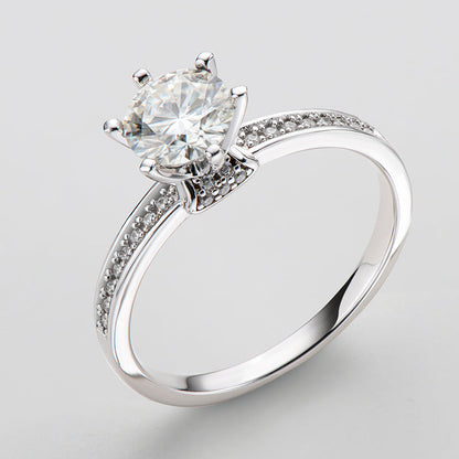 925 Sterling Silver Classic Round Cut Pave CZ Ring