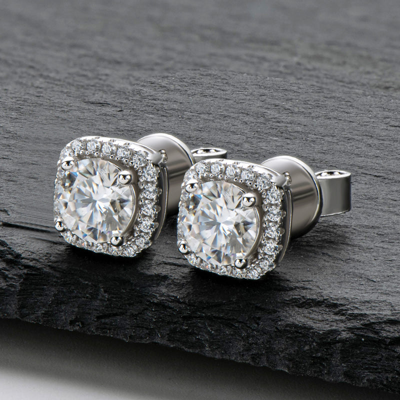 925 Sterling Silver Classic Round Cut Cubic Zirconia Stud Earrings