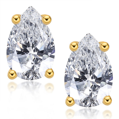 925 Sterling Silver Classic Pear Cut Cubic Zirconia Stud Earrings