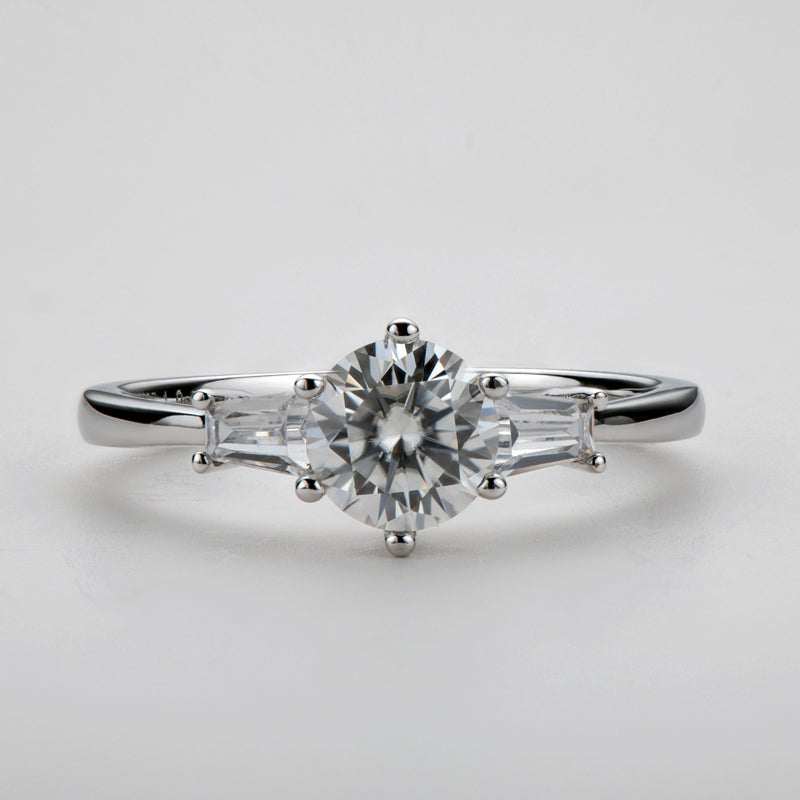 Classic Round Cut CZ Diamond Three Stone Ring