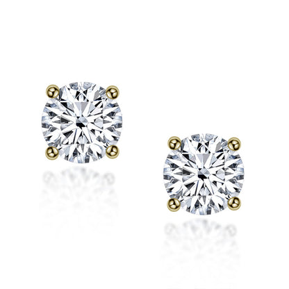 925 Sterling Silver Round Cut Cubic Zirconia Stud Earrings