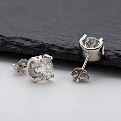 925 Sterling Silver Classic Round Cut Cubic Zirconia Stud Earrings