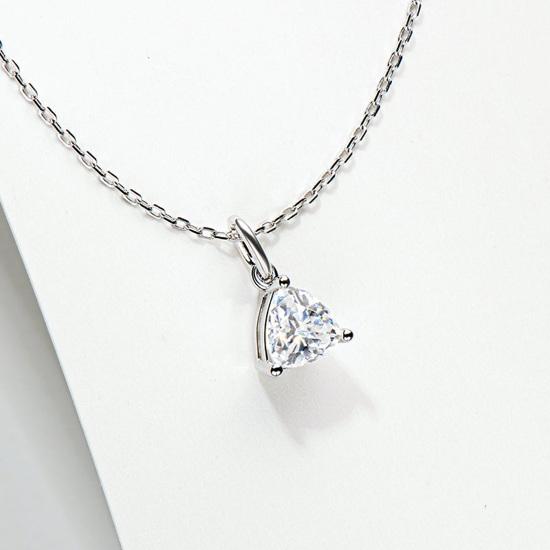 925 Sterling Silver Trillion Cut Solitaire CZ Pendant Necklace