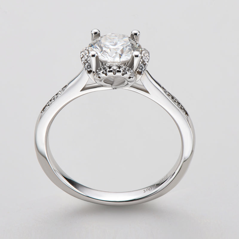 925 Sterling Silver Classic Round Cut CZ Halo Ring