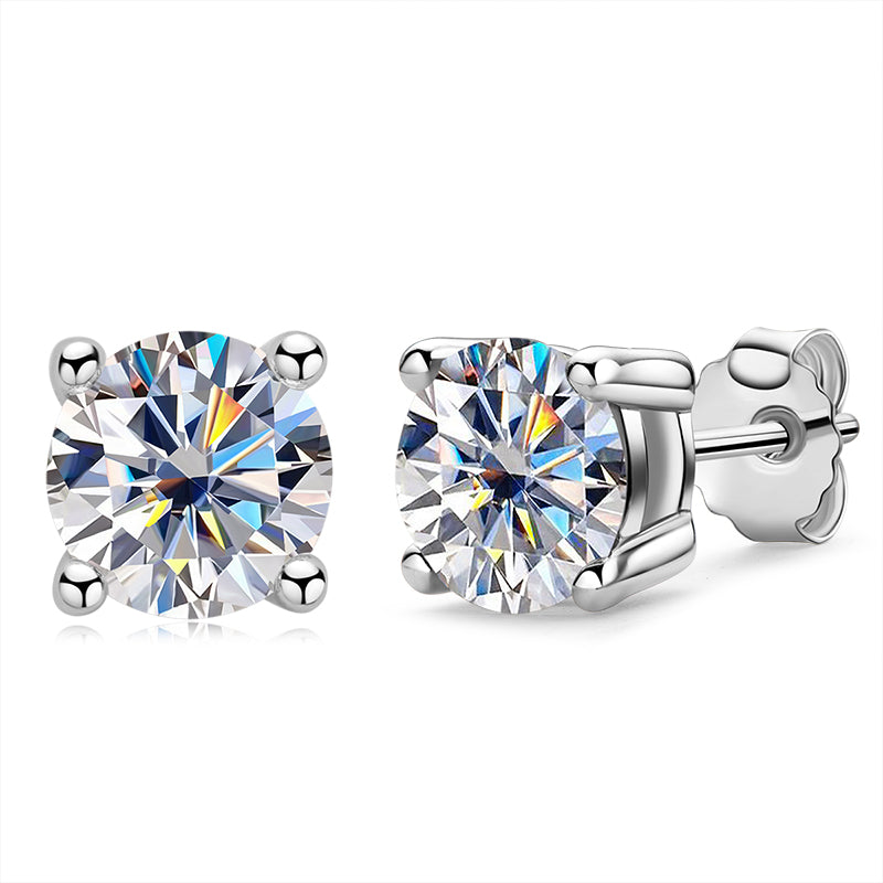 925 Sterling Silver Round Cut Cubic Zirconia Stud Earrings