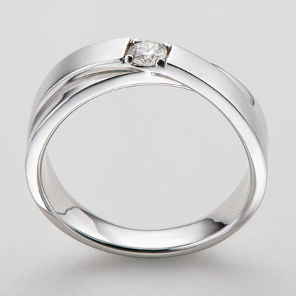 925 Sterling Silver Round Cut CZ Men's Wedding Band