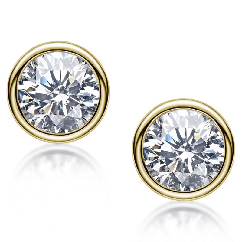 925 Sterling Silver Brilliant Round Cut Cubic Zirconia Stud Earrings