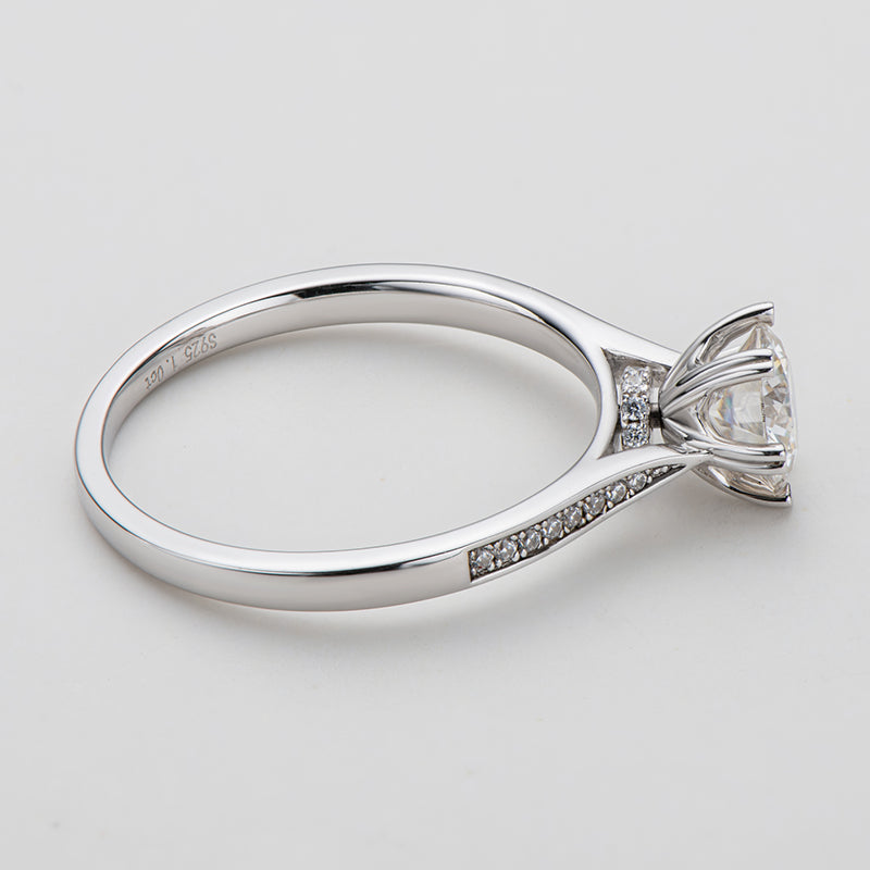 925 Sterling Silver  Classic Round Cut Semi Pave CZ Ring