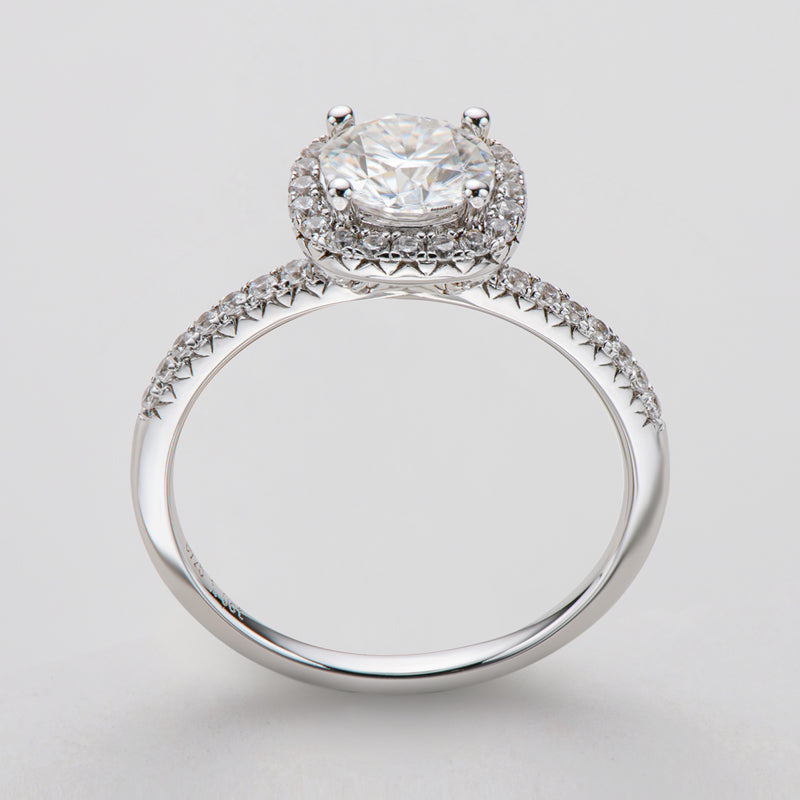 925 Sterling Silver Round Cut CZ Halo Ring