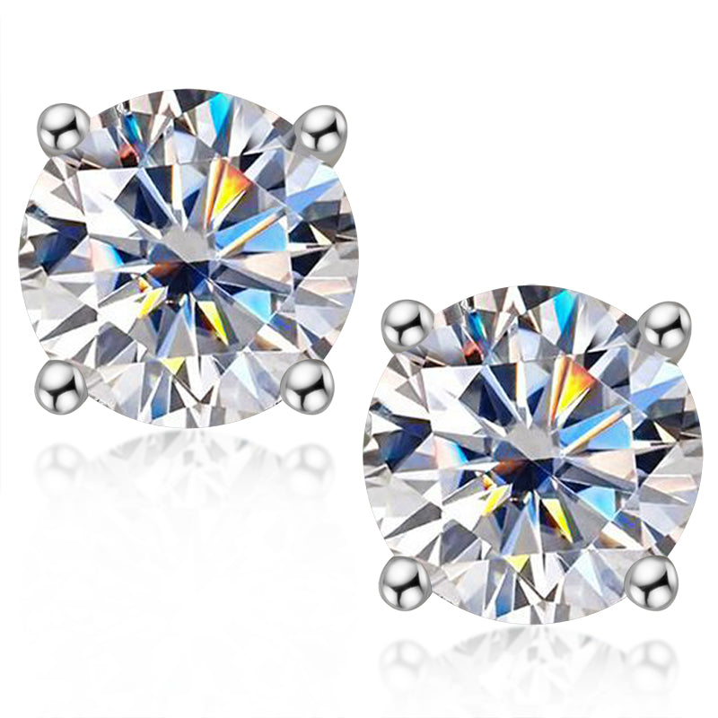 925 Sterling Silver Round Cut CZ Classic Stud Earrings