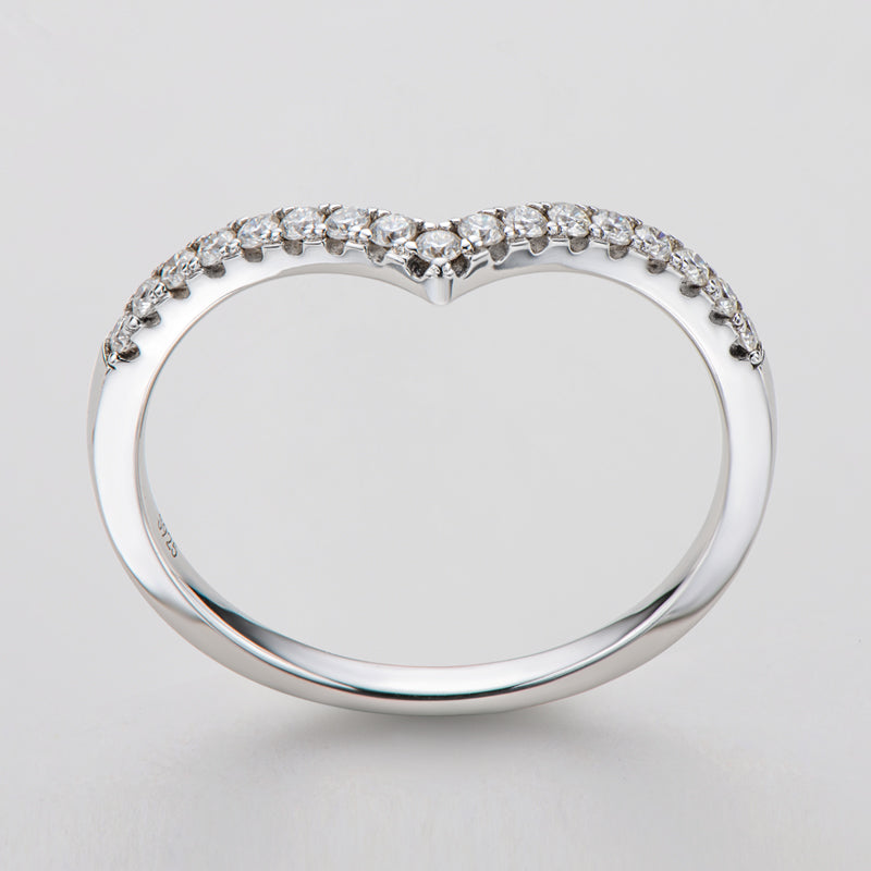 925 Sterling Silver V-Shape Round Cut CZ Band