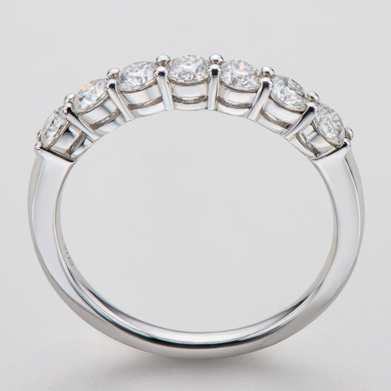 925 Sterling Silver Round Cut CZ Half Eternity Band