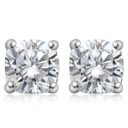 925 Sterling Silver Classic Brilliant Cushion Cut Stud Earrings