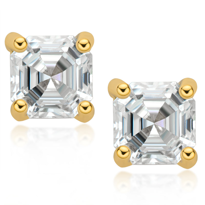 925 Sterling Silver Asscher Cut Cubic Zirconia Earrings