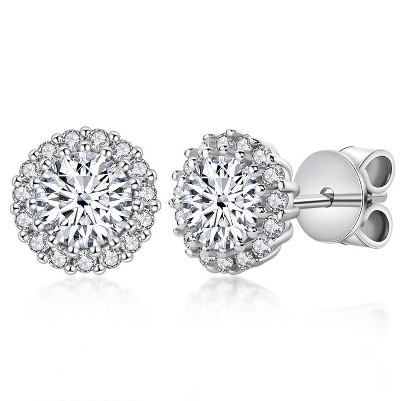 925 Sterling Silver Round Cubic Zirconia Stud Earrings