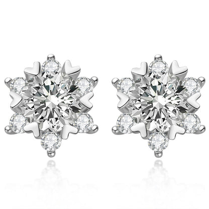 925 Sterling Silver Round Cut Cubic Zirconia Classic Stud Earrings