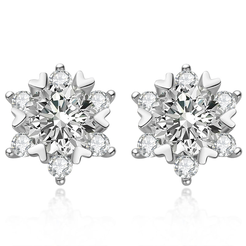 925 Sterling Silver Round Cut Cubic Zirconia Classic Stud Earrings