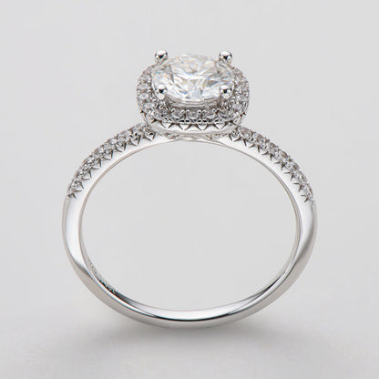 925 Sterling Silver Classic Round Cut CZ Halo Ring