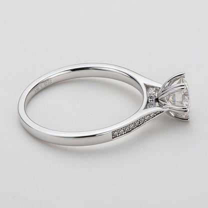 925 Sterling Silver  Classic Round Cut CZ Pave Rings