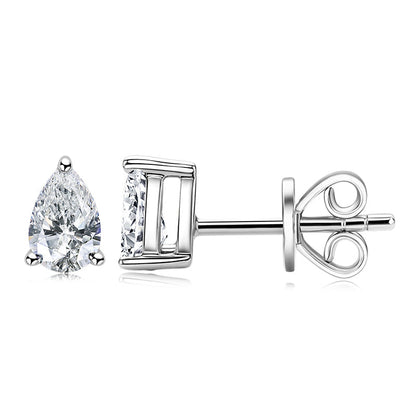 925 Sterling Silver Pear Shaped Cubic Zirconia Stud Earrings