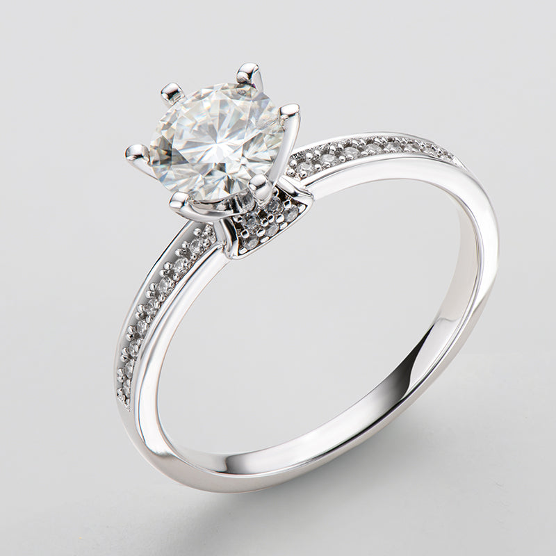 925 Sterling Silver Classic Round Cut CZ Pave Rings