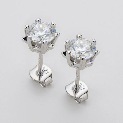 925 Sterling Silver Snowflake Round Cut Cubic Zirconia Stud Earrings