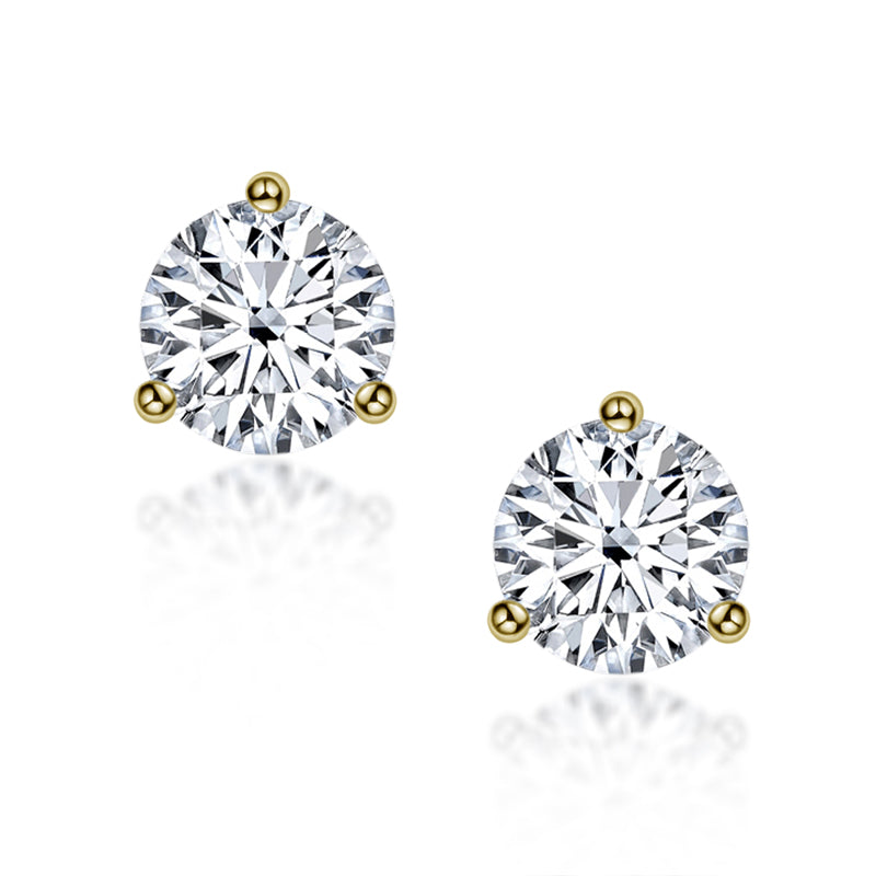 925 Sterling Silver Round Cut Cubic Zirconia Simple Stud Earrings