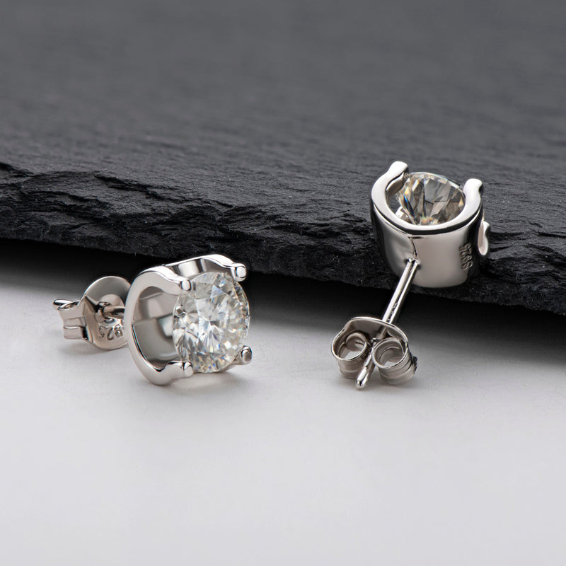 925 Sterling Silver Classic Round Cut Stud Earrings