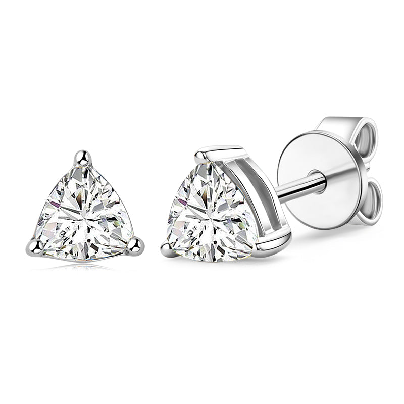 925 Sterling Silver Trillion Cut Solitaire Moissanite Stud Earrings