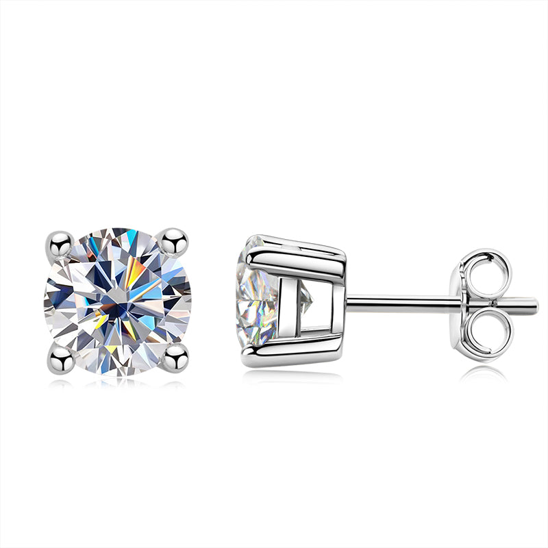 925 Sterling Silver Round Cut Cubic Zirconia Stud Earrings