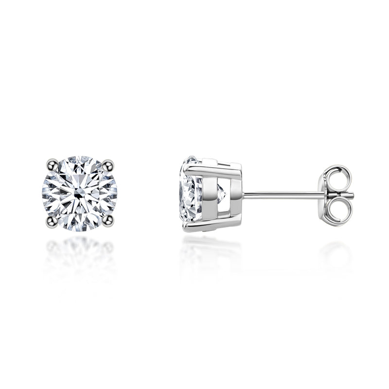 925 Sterling Silver Round Cut Cubic Zirconia Stud Earrings