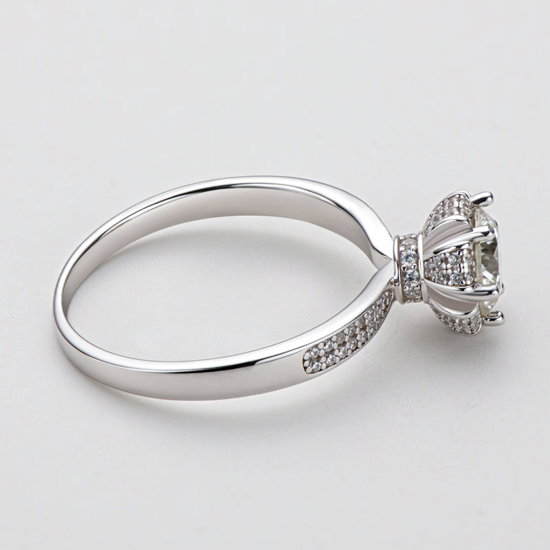 925 Silver Sterling Classic Round Cut CZ Pave Ring