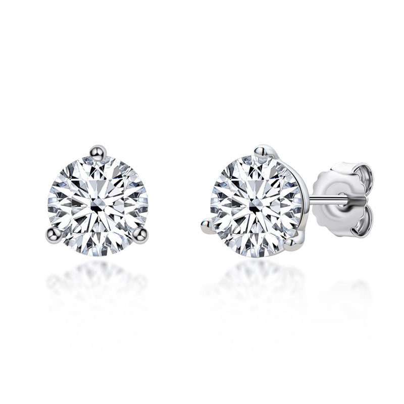 925 Sterling Silver Round Cut Cubic Zirconia Simple Stud Earrings