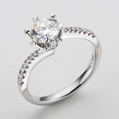 925 Sterling Silver Round Cut CZ Swirl Ring