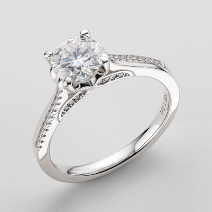 925 Sterling Silver Classic Round Cut CZ Pave Ring