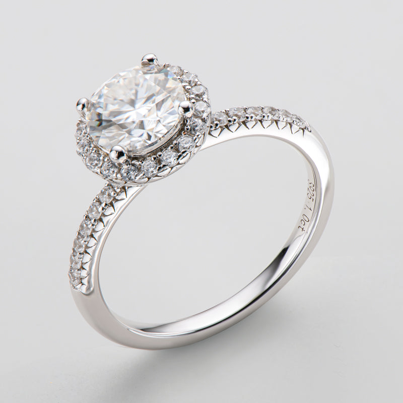 925 Sterling Silver  Round Cut CZ Halo Ring