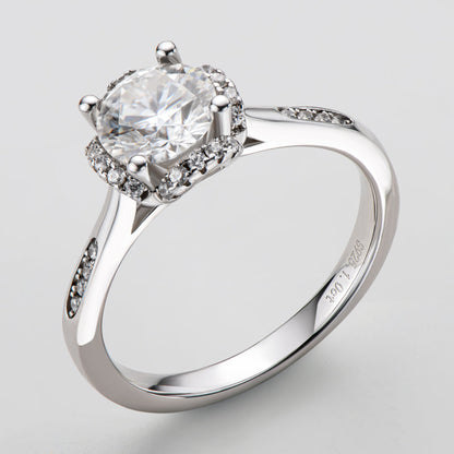 925 Sterling Silver Classic Round Cut CZ Halo Ring