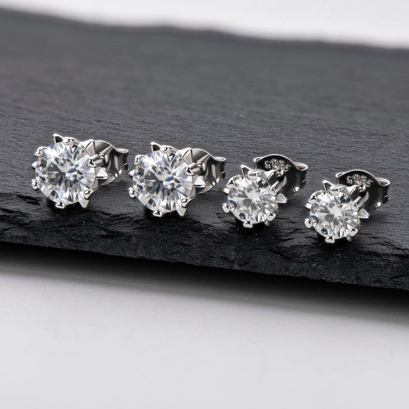 925 Sterling Silver Snowflake Round Cut Cubic Zirconia Stud Earrings