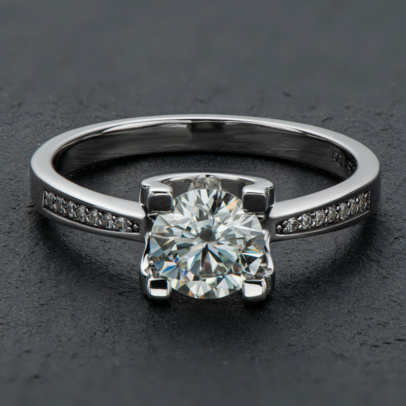 925 Silver Sterling Classic Round Cut CZ Pave Ring